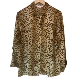 Victoria’s Secret brown and black leopard print, long sleeve pijama top small